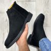 بوت مردانه مدل چلسی چرم طبیعی جیر رنگ مشکی کد 85100
