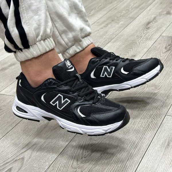 کتونی نیوبالانس 530 مشکی سفید مردانه زنانه رویه بافت- 530 new balance کد 6768