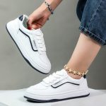 کفش ونس زنانه اسپرت ساده رنگ سفید مشکی dd&qq کد 87448