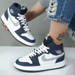 کتونی ساقدار زنانه مردانه ست مدل جردن ایر وان jordan air رنگ سرمه ای کد 54462