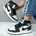 کتونی ساقدار زنانه مدل جردن ایر وان jordan air رنگ مشکی سفید کد 54467