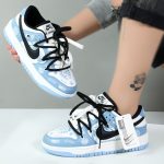 کتونی نایک زنانه مدل دو بند stussy آبی سفید کد 001683