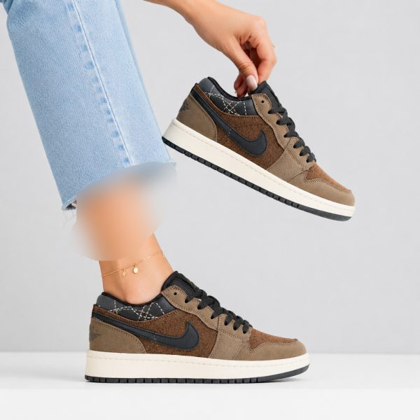 کتونی اسپرت زنانه مدل نایک جردن 1 Nike Jordan رنگ قهوه‌ای کد 51467