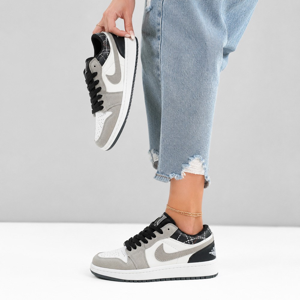 کتونی اسپرت زنانه مدل نایک جردن 1 Nike Jordan رنگ سفید طوسی کد 51465
